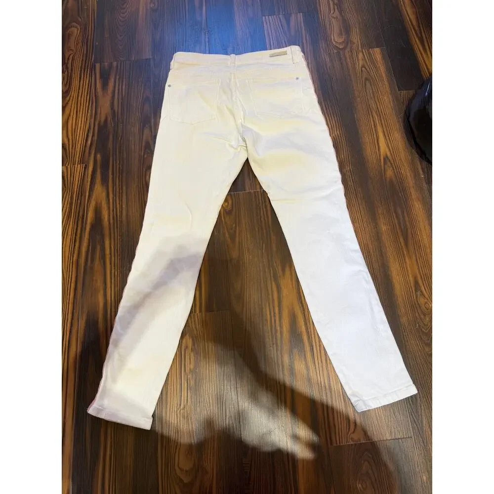 Anthropologie Pilcro Side Crochet Skinny Ankle Length White Denim Jeans Size 29